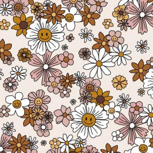 FLORES SONRIENTES RETRO AÑOS 70   ( EN 10 TEJIDOS DISTINTOS ) [0]