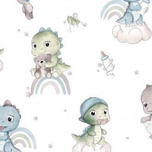 BEBÉ DINOSAURIO BLANCO      ( EN 10 TEJIDOS DISTINTOS )