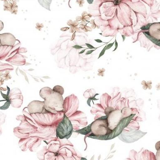 RATONCITOS Y FLORES    (  en 10 tejidos distintos ) 