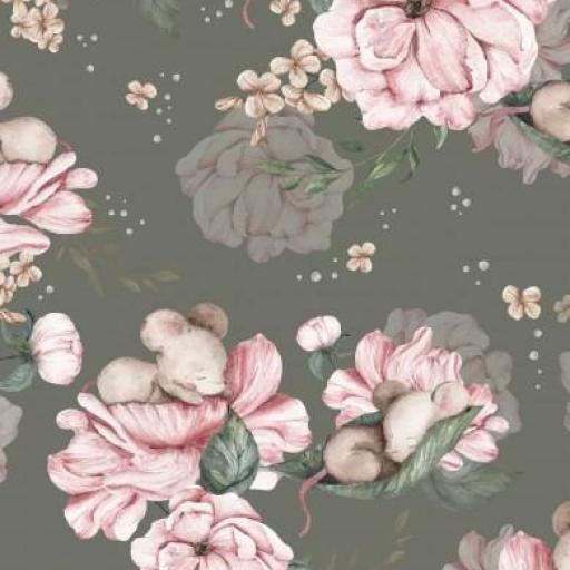 RATONCITOS Y FLORES VERDE   (  en 10 tejidos distintos ) 