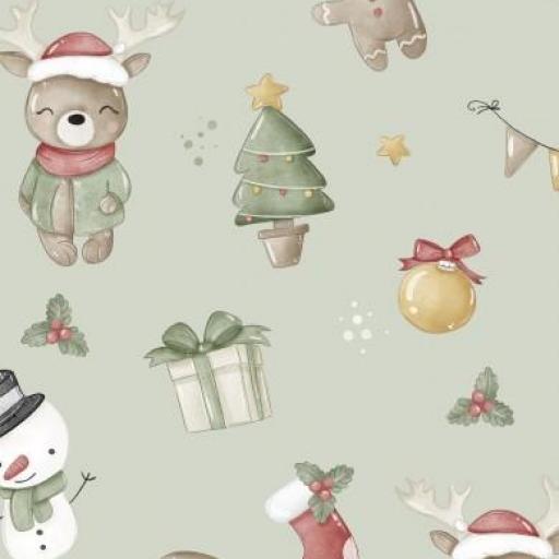 OSO DE NAVIDAD VERDE     ( EN 10 TEJIDOS DISTINTOS )