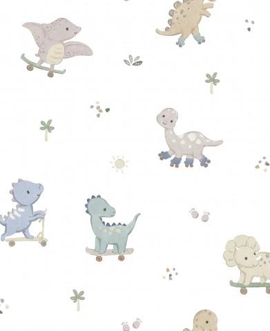 PEQUEÑOS DINOSAURIOS PATINES BLANCO      ( EN 10 TEJIDOS DISTINTOS )