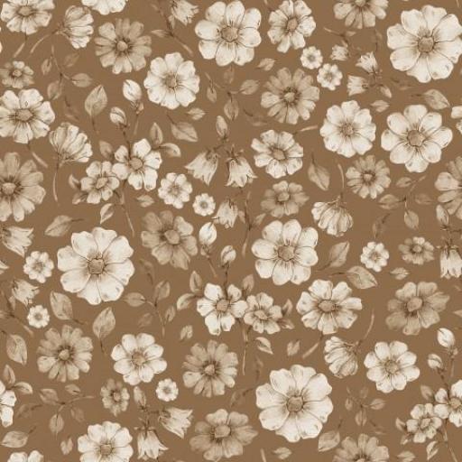 PEQUEÑAS FLORES SEPIA FONDO MARRÓN ( EN 10 TEJIDOS DISTINTOS )