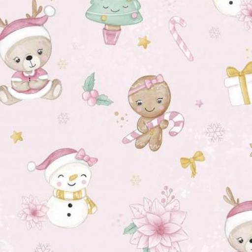   CHICA RENO DE NAVIDAD ROSA   ( EN 10 TEJIDOS DISTINTOS )