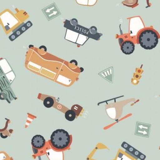 VEHICULOS VERDE ( diseño exclusivo ) ALGODÓN PREMIUM  130 GR  [0]