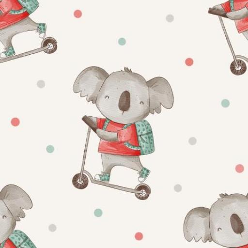 KOALA CON CAMISETA ROJA    ( EN 10 TEJIDOS DISTINTOS )