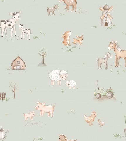 VIDA EN LA GRANJA VERDE MENTA ( EN 10 TEJIDOS DISTINTOS )