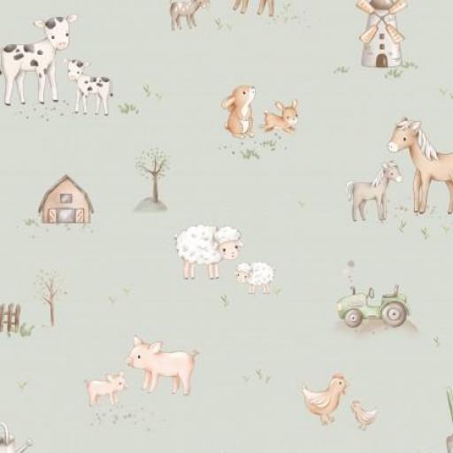 VIDA EN LA GRANJA VERDE MENTA ( EN 10 TEJIDOS DISTINTOS )