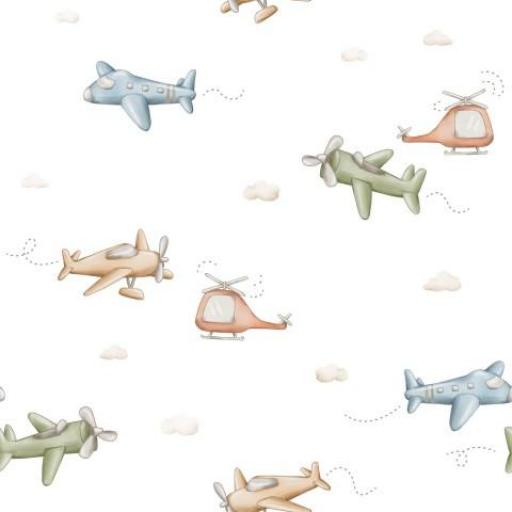 PEQUEÑOS AVIONES DE COLORES BLANCO     ( EN 10 TEJIDOS DISTINTOS )  [0]