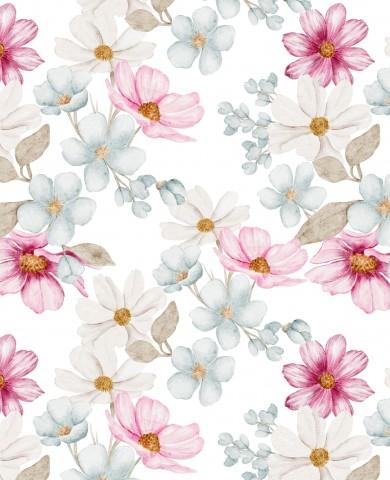 FLORES DE PRIMAVERA BLANCO ( EN 10 TEJIDOS DISTINTOS )