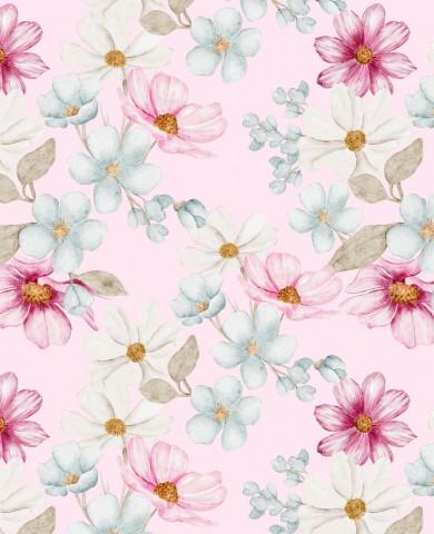 FLORES DE PRIMAVERA ROSA CLARO ( EN 10 TEJIDOS DISTINTOS )