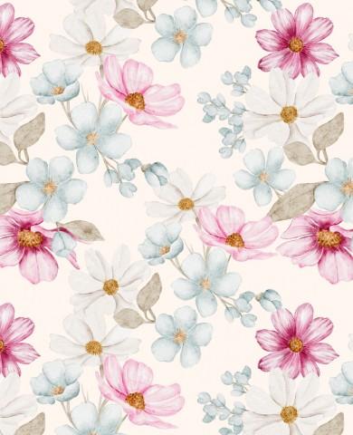 FLORES DE PRIMAVERA CREMA ( EN 10 TEJIDOS DISTINTOS )