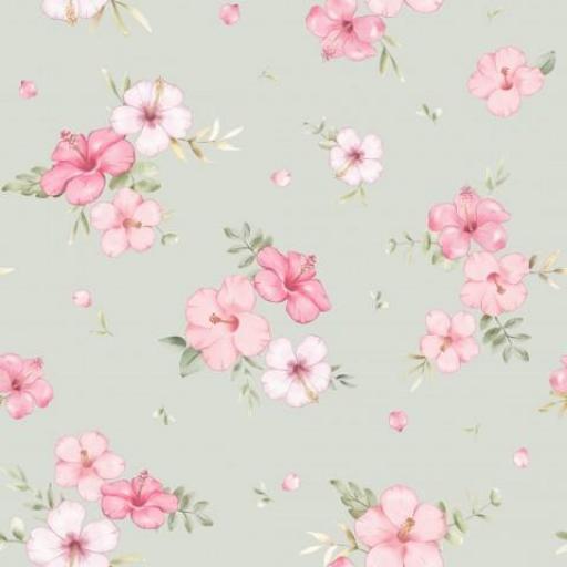 CANVA IMPERMEABLE FLORES ROMÁNTICAS MENTA 