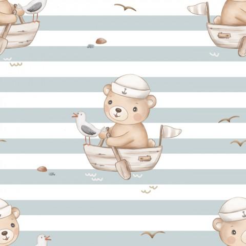 OSO EN BARCO RAYAS osito 5 cm aprox ( EN 10 TEJIDOS DISTINTOS )