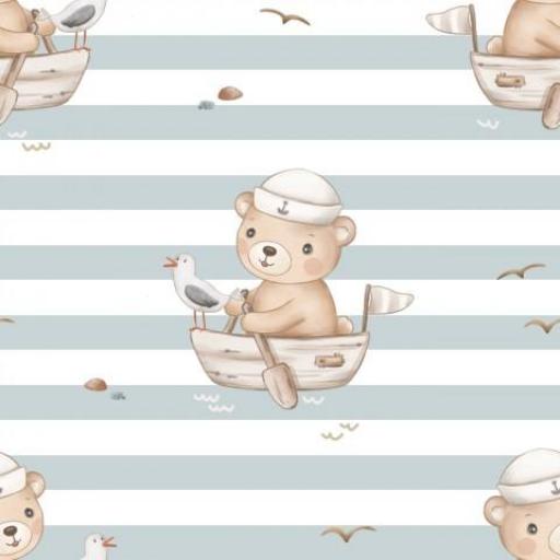 OSO EN BARCO RAYAS  osito 5 cm aprox   ( EN 10 TEJIDOS DISTINTOS )  [0]