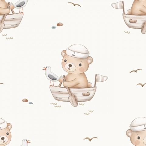 OSO EN BARCO BLANCO ROTO osito 5 cm aprox ( EN 10 TEJIDOS DISTINTOS )