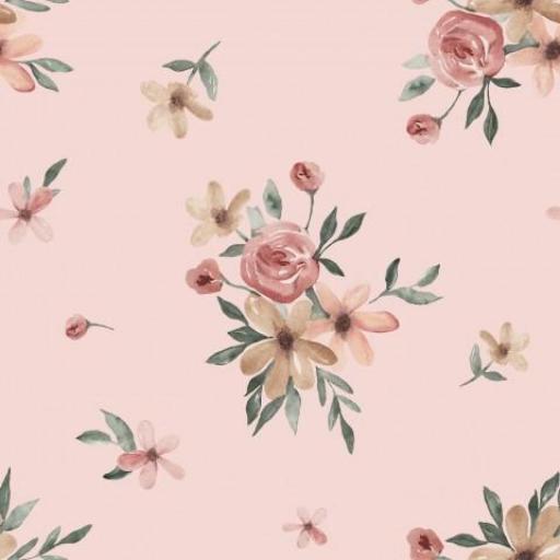FLORES DE ACUARELA ROSA       ( EN 10 TEJIDOS DISTINTOS ) [0]
