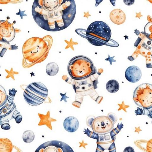 ANIMALES EN EL ESPACIO     ( EN 10 TEJIDOS DISTINTOS ) 