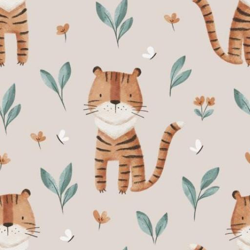  TIGRE Y HOJAS MENTA    ( EN 10 TEJIDOS DISTINTOS )