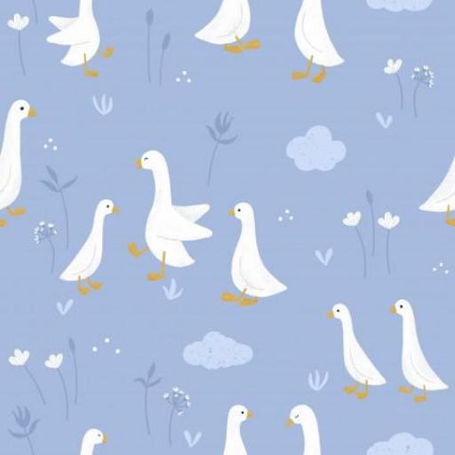 GANSOS FLORAL FONDO AZUL       (  en 10 tejidos distintos )  [0]