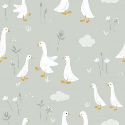 GANSOS FLORAL FONDO VERDE ( en 10 tejidos distintos )