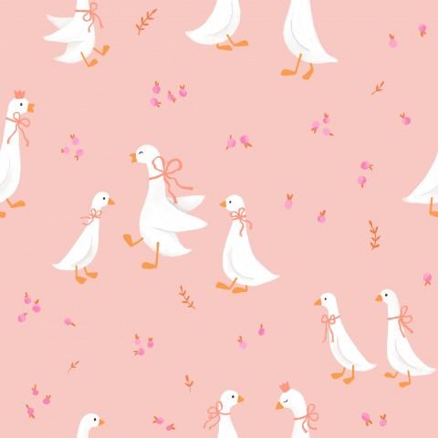 GANSOS FONDO ROSA ( en 10 tejidos distintos )