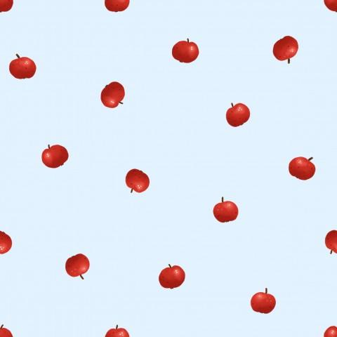 MINI MANZANAS FONDO AZUL ( en 10 tejidos distintos )