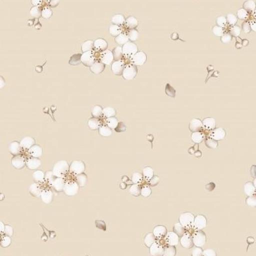 FLORES BLANCAS SOBRE ARENA  ( EN 10 TEJIDOS DISTINTOS )