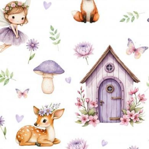 JARDIN DE HADAS LILA     ( EN 10 TEJIDOS DISTINTOS )