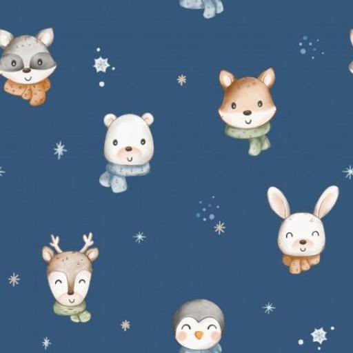 ANIMALITOS DE INVIERNO AZUL NAVI    ( EN 10 TEJIDOS DISTINTOS ) [0]