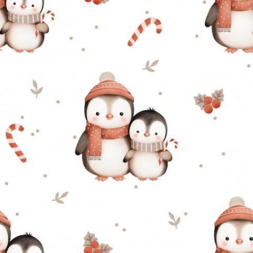PINGÜINOS NAVIDEÑOS  CON BASTONES DE CARAMELO   ( EN 10 TEJIDOS DISTINTOS )  [0]