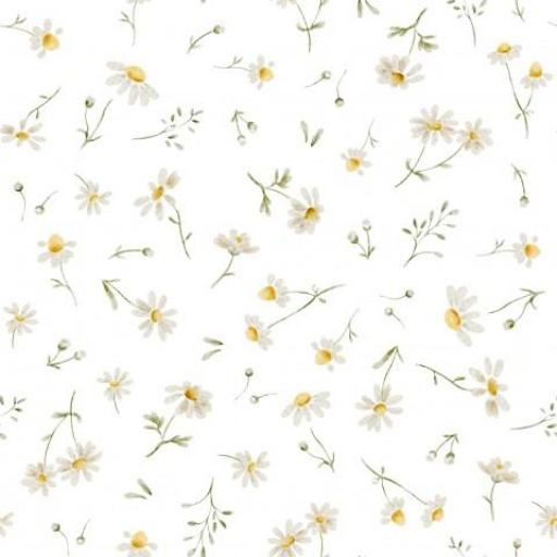 PEQUEÑAS FLORES CAMOMILA BLANCO       ( EN 10 TEJIDOS DISTINTOS )