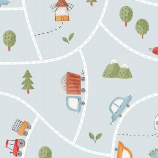 CIRCUITO DE VEHICULOS AZUL      ( EN 10 TEJIDOS DISTINTOS )  [0]