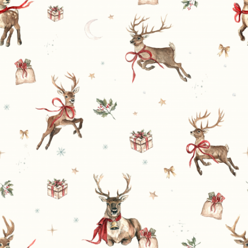 RENO DE NAVIDAD CLÁSICA CREMA    ( EN 10 TEJIDOS DISTINTOS )  [0]