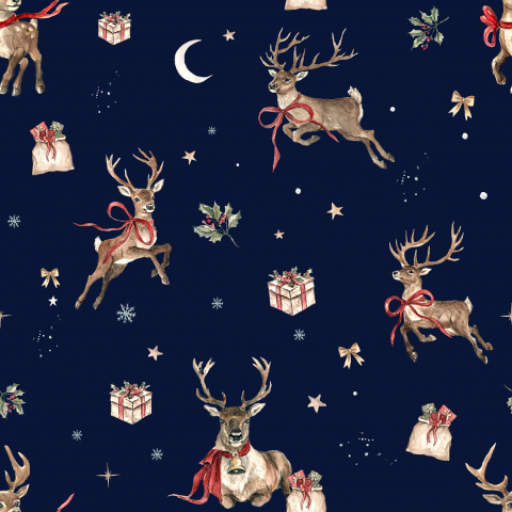 RENO DE NAVIDAD CLÁSICA MARINO   ( EN 10 TEJIDOS DISTINTOS )  [0]