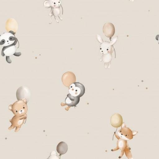 PEQUEÑOS ANIMALES VOLANDO BEIG     ( EN 10 TEJIDOS DISTINTOS )  [0]