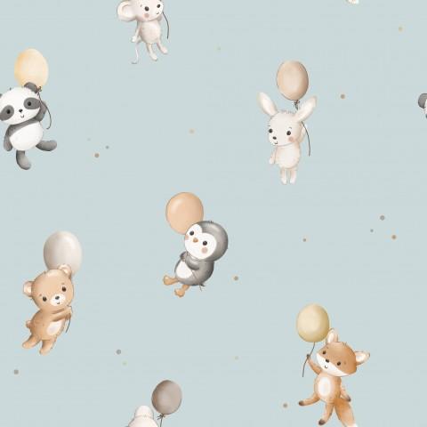 PEQUEÑOS ANIMALES VOLANDO AZUL BLUSH     ( EN 10 TEJIDOS DISTINTOS )