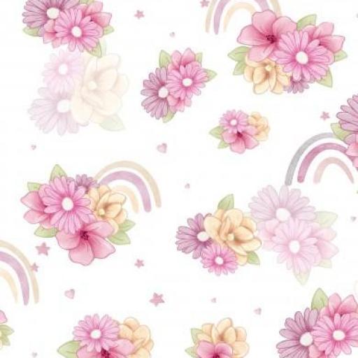 FLORES ARCOIRIS ROSA      ( EN 10 TEJIDOS DISTINTOS )  [0]