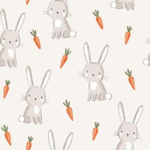 CONEJOS Y ZANAHORIAS BLANCO ROTO     ( EN 10 TEJIDOS DISTINTOS )  [0]