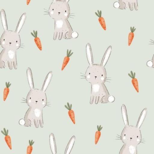 CONEJOS Y ZANAHORIAS VERDE CLARO    ( EN 10 TEJIDOS DISTINTOS )  [0]