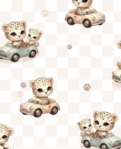 LEOPARDO PILOTO DE CARRERAS CUADROS DAMERO BEIG ( EN 10 TEJIDOS DISTINTOS )