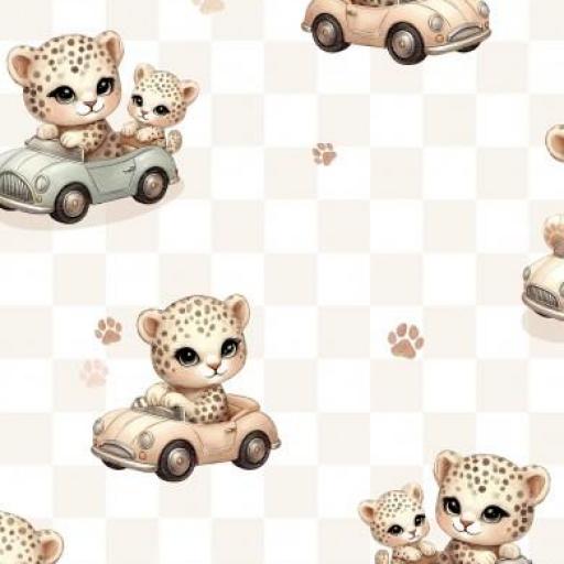 LEOPARDO PILOTO DE CARRERAS CUADROS DAMERO BEIG      ( EN 10 TEJIDOS DISTINTOS )  [0]