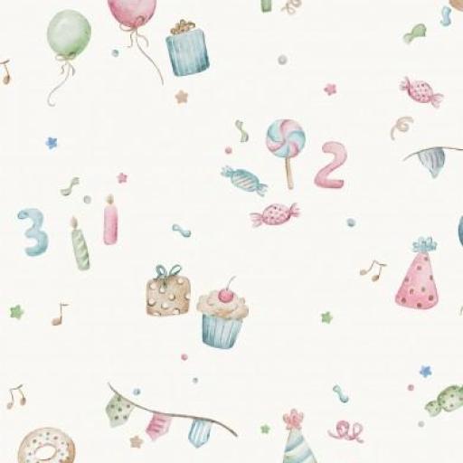 FIESTA DE CUMPLEAÑOS BLANCO ROTO     ( EN 10 TEJIDOS DISTINTOS ) 