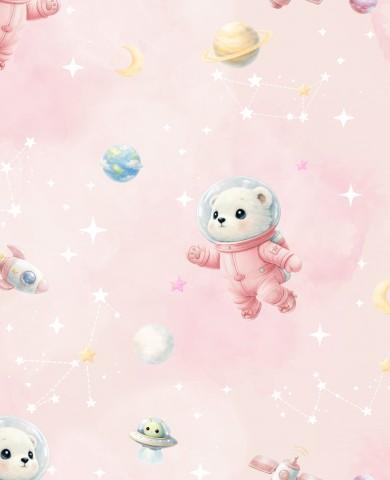 ASTRONAUTA OSO ROSA ( EN 10 TEJIDOS DISTINTOS )