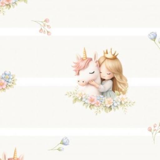 PRINCESA Y UNICORNIO BEIG RAYA BLANCA      ( EN 10 TEJIDOS DISTINTOS ) [0]