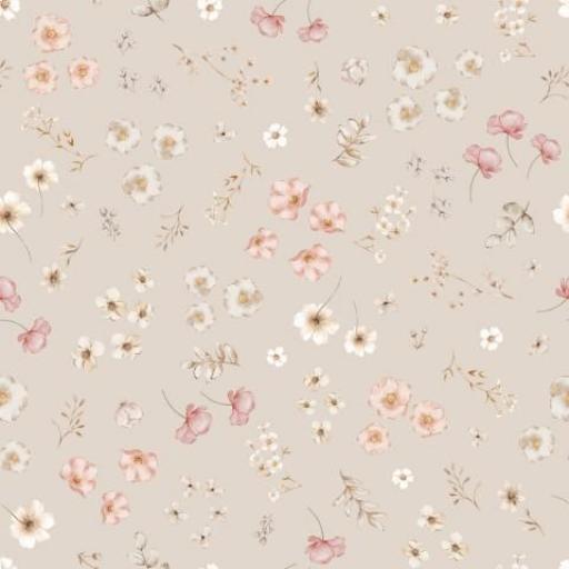 PEQUEÑAS FLORES CAMPESTRES BEIG        ( EN 10 TEJIDOS DISTINTOS ) 