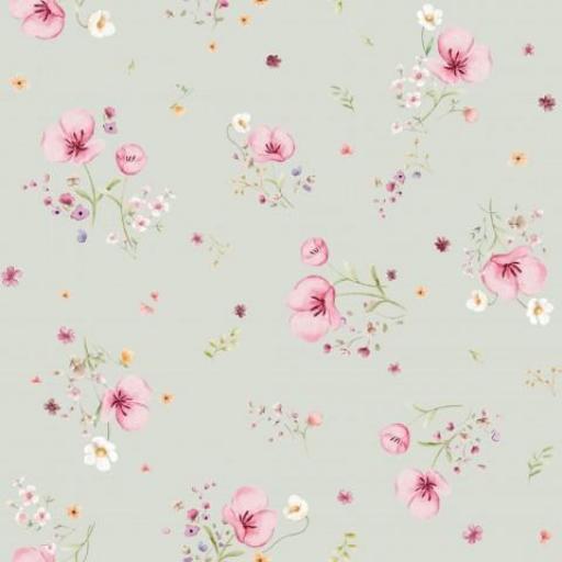 PEQUEÑAS FLORES ELIA VERDE MENTA       ( EN 10 TEJIDOS DISTINTOS ) 