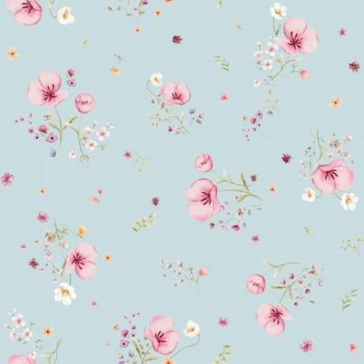 PEQUEÑAS FLORES ELIA AZUL EMPOLVADO      ( EN 10 TEJIDOS DISTINTOS ) 