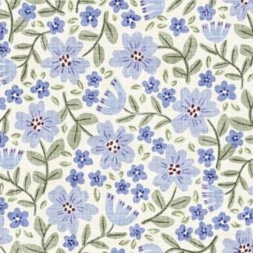 PRADO DE FLORES AZUL Y VERDE         ( EN 10 TEJIDOS DISTINTOS ) 