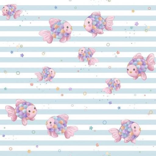 PEQUEÑOS PECES ROSAS Y RAYAS AZUL      ( EN 10 TEJIDOS DISTINTOS )  [0]